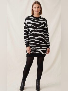 Divided by H&M | Zebra Print Knit Sweater Dress - Size S